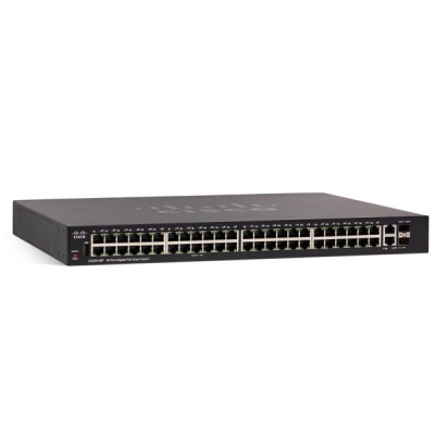 Cisco SG250-50P Switch PoE 50-Port Gigabit Smart Managed, 2-Port Gigabit copper/SFP combo,1-Port USB, Total Budget 62W, Spanning Tree/Link Aggregation/VLAN Support