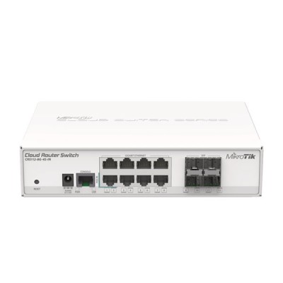 MikroTik CRS112-8G-4S-IN Cloud Router Switch 8-Port Gigabit Ethernet + 4-Port SFP (1G),  MikroTik RouterOS Level5 license, Rack-Mount kit (Included)