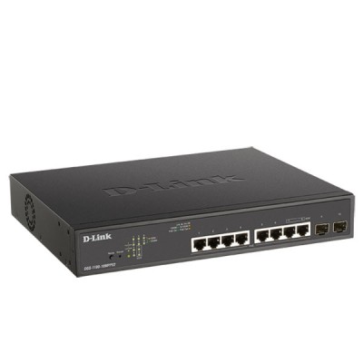 D-Link DGS-1100-10MPPV2 10 Port Gigabit PoE/PoE+/PoE++ (Supports IEEE 802.3at/bt) Smart Managed Switch + 2 x SFP 1000 Mbps ports, 130W PoE Power Budget, Rack-mount Metal Case