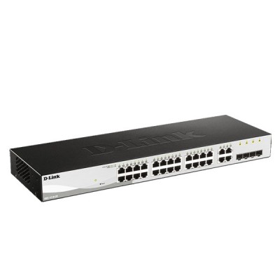 D-Link DGS-1210-28 28-Port L2 Gigabit Smart Managed Switch (24 x 10/100/1000Base-T) + 4 x Gigabit RJ45/SFP Combo ports Uplinks, Rack-mount Metal Case