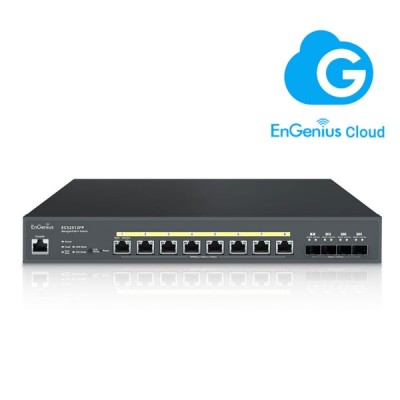 EnGenius ECS2512FP Cloud Managed Switch 8-Port 2.5G 240W PoE++, 4 SFP+ Uplink Ports, Layer 2 