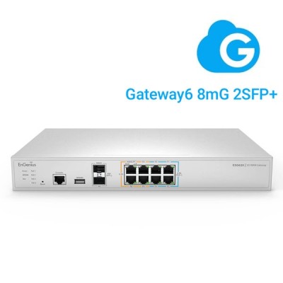 EnGenius ESG620 (Gateway6 8mG 2SFP+) Cloud-Managed VPN and SD-WAN with 8x 2.5-Gigabit (4 PoE+) Ethernet ports + 2 SFP+ slots, Rack-Mountable Steel Case