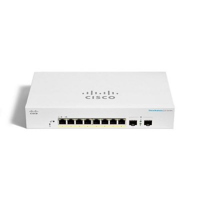Cisco CBS220-8FP-E-2G-EU Smart Switch L2 Managed 8 ports Gigabit with Full PoE Power Budget 130 W, 2 Gigabit SFP, Ext PS, Rack mount Include , Adepter DC