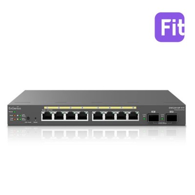 EnGenius EWS2910P-FIT L2 Cloud FitXpress 8-Port PoE (802.3af) Gigabit EnGenius FitController Network Management + 2-Port SFP, PoE Budget 55W, Desktop Switch