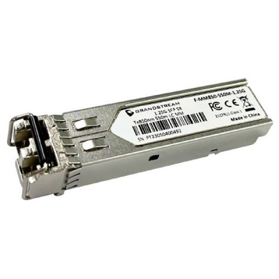 Grandstream F-MM850-550M-1.25G SFP Fiber Module Multi-Mode, LC connector, Wavelength 850nm, Distance up to 550 meter, Data rate 1.25Gbps, pluggable small-form factor transceiver modules