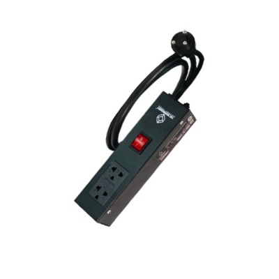 19" GERMANY G7-00002B AC Power Distribution 2 TIS Outlets w/Cable 1.8 M. , w/ SW Cover & Surge Protection, Black