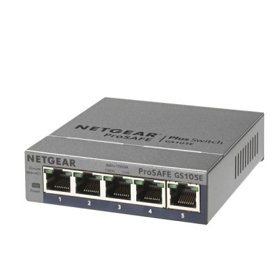 Netgear GS105E-200PES Unmanaged Desktop Network Switch Gigabit Ethernet (10/100/1000) , Metal Enclosur