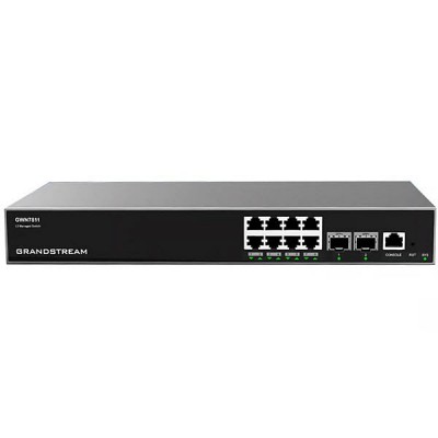Grandstream GWN7811 Enterprise Layer 3 Managed Network Switch, 8 x Gigabit Ethernet Ports, 2 x Gigabit SFP+, IPv6 and IPv4 Supports