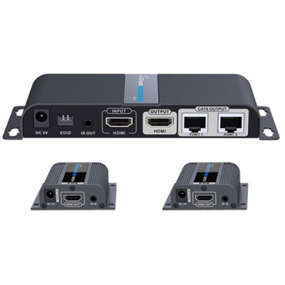 VANZel LH-102EA 2 PORT HDMI SPLITTER & 40M. EXTENDER OVER CAT6/6A/7 WITH RX POE SUPPORT