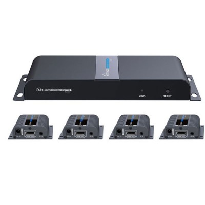 VELZEN LH-104EA 4 PORT HDMI SPLITTER & 40M. EXTENDER OVER CAT6/6A/7 WITH RX POE SUPPORT