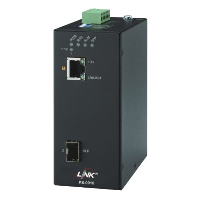LINK PS-0010 1 – Port Industrial FAST PoE Media Converter Switch (90W) 1 FE(PoE) + 1 SFP (FE), PoE Power Budget 30W