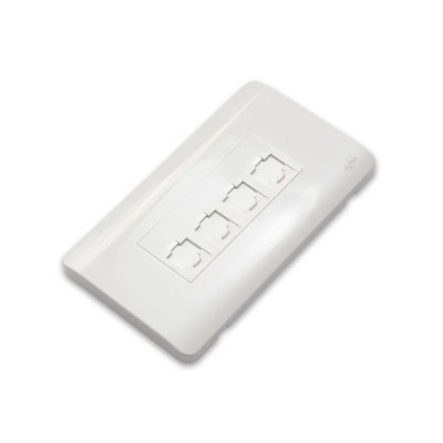 Link US-2334 Shiny Exclusive Face Plate, 4 Port With Shutter