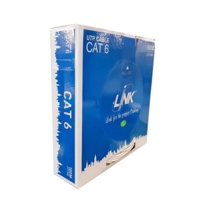 Link CAT6 Indoor UTP Cable US-9106LSZH-1, 23 AWG, LSZH, White Color, Bandwidth 250MHz w/Cross Filler, 100M/Easy Box