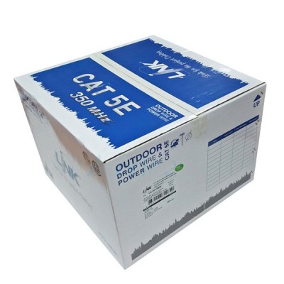 Link US-9015MW CAT5E Outdoor UTP PE w/Drop Wire & Power Wire Cable, Bandwidth 350MHz, CMX Black Color 305 M./Reel in Box *ส่งฟรีเขต กทม.
