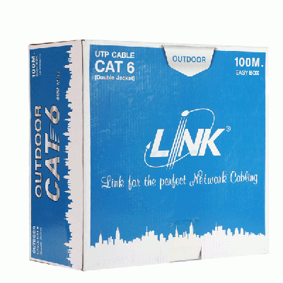 Link US-9106MW-1 CAT6 Outdoor UTP PE w/Drop Wire & Power Wire Cable, CMX Black Color, 100 M./Reel in Box *ส่งฟรีเขต กทม.
