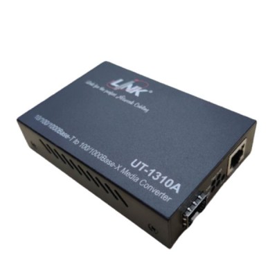 Link UT-1310A Fiber Gigabit Media Converter, 10/100/1000 Mbps  ,1000Base-SX/LX , 1-Port RJ45, 1-SFP Slot (Blank), 220m - 110km (SM/MM Support), Indoor Only 