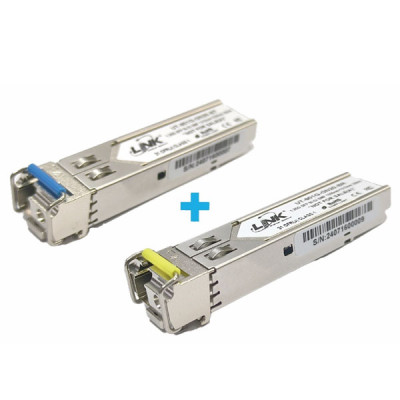 Link Set UT-901G-LC20-BT35+UT-901G-LC20-BR53 1.25G SFP Bi-Di Transceiver Single-Mode (SM) 1310/1550, 1550/1310, Simplex LC Connector, 20 km. (Link, Cisco, MikroTik, Ubiquiti & Other Compatible)