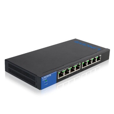 Linksys LGS108P Switch PoE 8-Port Gigabit Ethernet Unmanaged, Total Budget 50W, 16 Gbps Bandwidth, Metal Enclosure