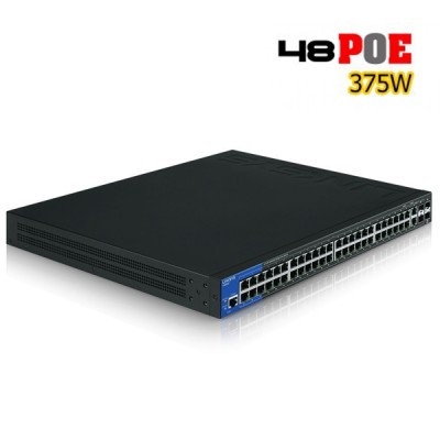 Linksys LGS552P Switch PoE 48-Port Gigabit L3 Managed + 2 Port 10Gigabit Ethernet + 2 Port Gigabit SFP/RJ45 Combo, Total Budget 375W, Metal Enclosure