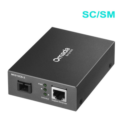 tp-link MC212CS-2 Omada Gigabit Single Mode SC/UPC Fiber WDM Media Converter (Single fiber) , 1310 nm TX, 1550 nm RX, Up to 2 km. (ใช้คู่กับ MC211CS-2)