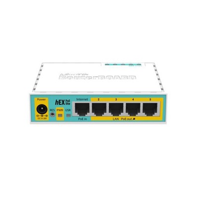 MikroTik RB750UPr2 (hEX PoE lite) Router 5-Port 10/100Mbps, Small plastic case, CPU 650MHz, RAM 64MB RouterOS L4