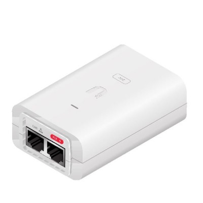Ubiquiti POE-24-24W-G-WH สีขาว Gigabit PoE Adapter 24VDC/1A Designed for Use with Ubiquiti 24V PoE Devices, 2-Port 10/100/1000 Ethernet, Reset Button