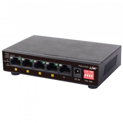 Link PSG-3104A Switch PoE 4-Port Gigabit Ethernet (60W), 4 GE (PoE) + 1 GE