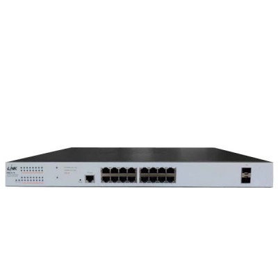 Link PSG-5116 16-Port L2 Managed Ethernet Gigabit PoE (IEEE802.3af/at) Switch (AC 223W); 16 GE (PoE) + 2 SFP (GE)
