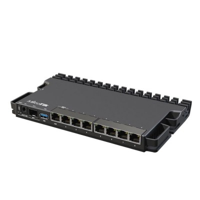 MikroTik RB5009UG+S+IN Heavy-Duty Home Lab Router 7-Port Gigabit and 2.5G Ethernet Port + 10G SFP+, 1 Port PoE-in, + 1 USB 3.0 type A, Load Balancing + Hotspot Server + VPN Support 