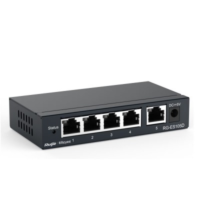 Reyee RG-ES105D 5-Port 10/100 Mbps RJ45 Unmanaged Desktop Switch, Steel Case