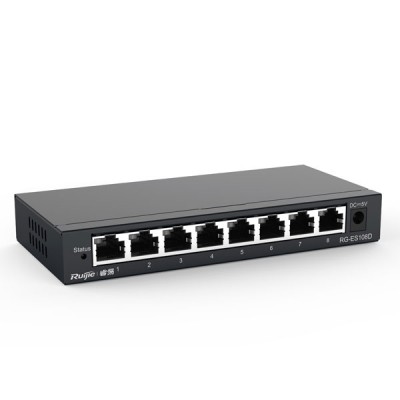 Reyee RG-ES108D 8-Port 10/100 Mbps RJ45 Unmanaged Desktop Switch, Steel Case