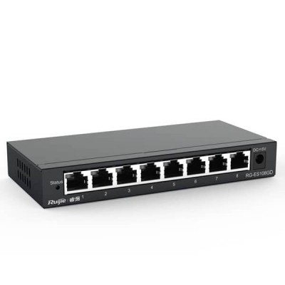 Reyee RG-ES108GD 8-Port Gigabit 10/100/1000 Mbps RJ45 Unmanaged Desktop Switch, Steel Case