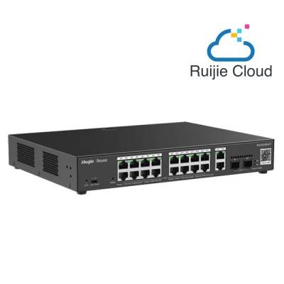 Reyee RG-ES220GS-P 20-Port Gigabit Smart Cloud Managed PoE Switch, including 16 PoE/POE+ Ports, 250W PoE Power Budget, + 2 x RJ45 Port + 2 x SFP Gigabit Port, Unique Value for CCTV Network, Rack-mountable Steel Case