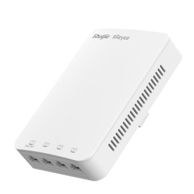 Reyee RG-RAP1200(P) AC1300 Dual Band Gigabit Wall Plate AP, 4 front LAN ports, Including 1 Standard 802.3af PoE out port, + 1 Gigabit Uplink Port, Ruijie Cloud app management