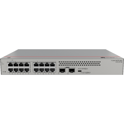 Huawei S110-16T2S Unmanaged switches 16 ports Gigabit Ethernet speeds (10/100/1000 Mbps) 2 ports SFP Uplink for fiber optic connections Fanless AC power supply