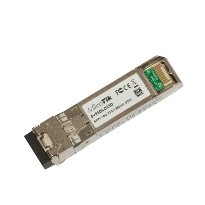 MikroTik S+85DLC03D SFP+ Transceiver 10G , 850 nm LC connector, 330 meter Multi-Mode Fiber Connection with DDMI