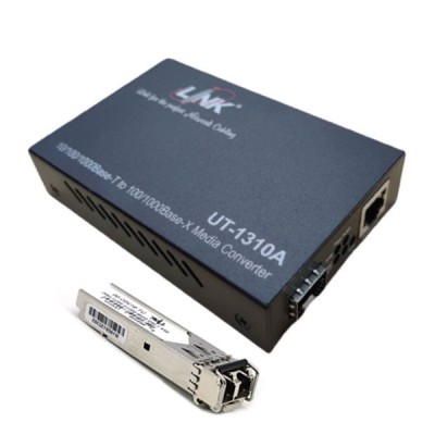 Link Set UT-1310A+UT-9125D-00 (Multi-mode) Fiber Gigabit Media Converter, 10/100/1000 Mbps, 1-Port RJ45,+ 1-Port SFP Slot + SFP Module Dual LC MM, Distance 550 m, Indoor Only *ส่งฟรีทั่วประเทศ