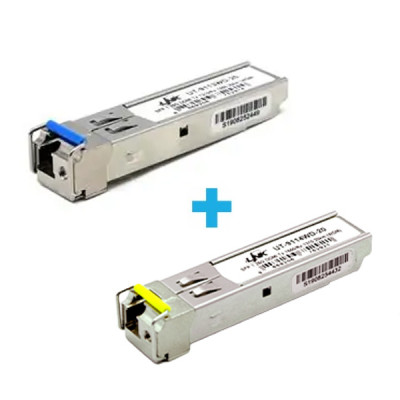 Link Set UT-9113WD-20+UT-9114WD-20 SFP BIDI Transceivers Single Fiber, Single-Mode (SM), 1310/1550, 20 Km.