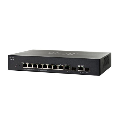 Cisco SF302-08MPP Switch PoE 8-Port 10/100 L3 Managed, Max PoE+ 124W, Static Routing/Spanning Tree/Link Aggregation/VLAN Support