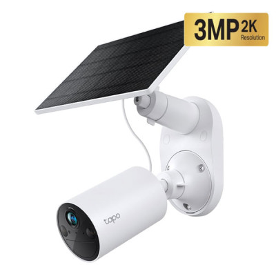 tp-link Tapo C410 KIT 3MP Solar-Powered Security Camera Kit 2K High-Definition, 1 × Tapo C410, 1 × Tapo A201, Color Night Vision, 2.4 GHz Wi-Fi, 850 nm IR LED (30 ft / 9.1 m), IP65 Weatherproof