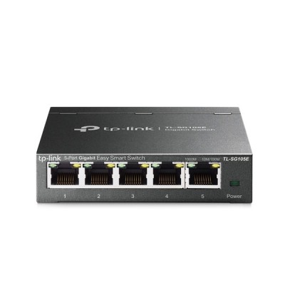 tp-link TL-SG105E 5-Port Gigabit Desktop Easy Smart Switch, 5 10/100/1000Mbps RJ45 ports, VLAN, QoS, IGMP Snooping, Steel Case