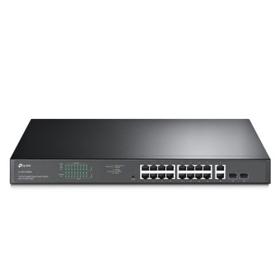 tp-link TL-SG1218MPE 16-Port Gigabit Easy Smart PoE+ Switch (802.3at/af) PoE Power Budget 250 W,+ 2× Gigabit non-PoE RJ45 Ports, with  2× Combo Gigabit SFP Slots, Rack-Mountable Steel Case