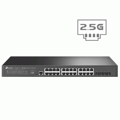 tp-link TL-SG3428X-M2 JetStream 24-Port Multi-Gig 2.5G BASE-T L2+ Managed Switch + 4× 10G SFP+ Slots, VLAN, DHCP Snooping, Omada Controller Support, Rack-Mountable Steel Case