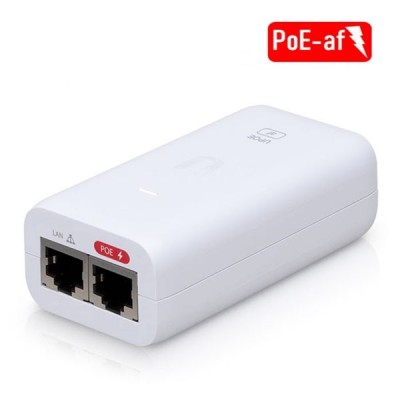 UBiQUiTi U-POE-af PoE Injector 802.3af (15.4W), 48VDC 0.32A, Gigabit 10/100/1000 Mbps, Design for connecting APs, IP Cameras, VoIP phone