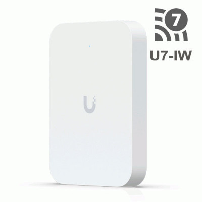 Ubiquiti U7-IW (UniFi 7 In-Wall) Wall Mount Wi-Fi 7 Dual Band Access Point Speed 4.98 Gbps, 3 x 2.5 GbE RJ45 ports, PoE+ Support (PoE not included)