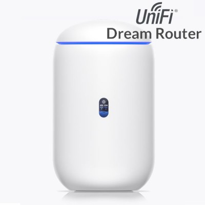 UBiQUiTi UDR (UniFi Dream Router) All-in-One 5-Port Gigabit (1 WAN + 4 LAN) with (2) PoE ports, Built-in WiFi 6 AP, + UniFi Controller 128 GB SSD internal storage & MicroSD card slot for NVR