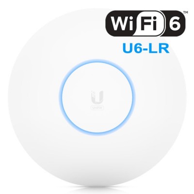 Ubiquiti UniFi Long-Range (U6-LR) Wi-Fi 6 (802.11ax) Access Point Dual-Band 3.0Gbps 4x4 MU-MIMO and OFDMA, Power 26dBm, 802.3at PoE; 48V PoE Adapter (Not Included) Indoor and Semi-Outdoor (IP54 rated)
