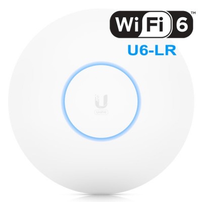 Ubiquiti U6-LR (UniFi 6 Long Rang) (802.11ax) Access Point Dual-Band 3.0Gbps 4x4 MU-MIMO and OFDMA, Power 26dBm, 802.3at PoE; 48V PoE Adapter (Not Included) Indoor and Semi-Outdoor (IP54 rated)