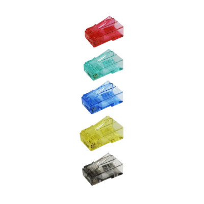 Link US-1062A-X CAT6 New RJ45 Crystal Plug, Transparent X=2Red/3Green/4Blue/5Yellow/6Black (10 Pcs/Pkg.)