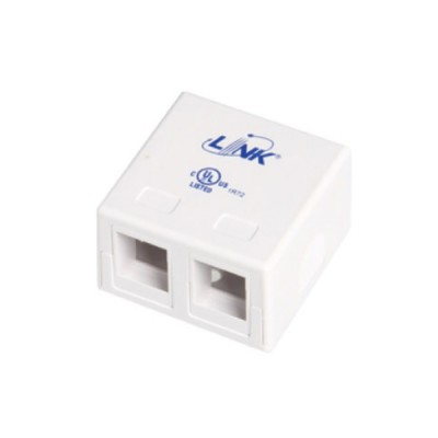 Link US-2402 Surface White Mount Box 2 Port (No Modular Jack)